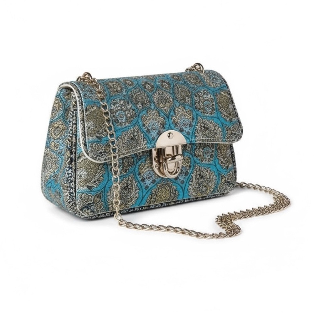 Vleyn Blue Paisley Sneakers Size 8 & Matching Mini Bag Set - Picture 3 of 13